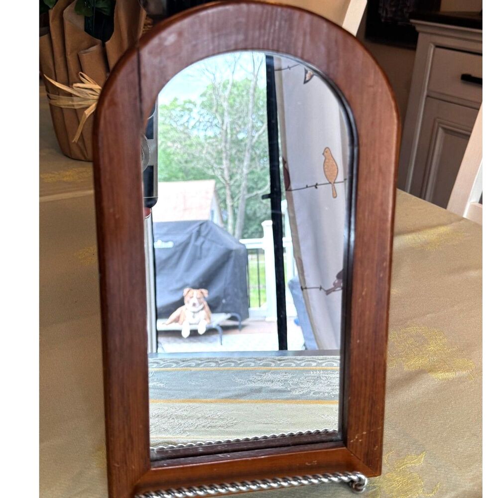 Vintage wooden arch top mirror great small size must see